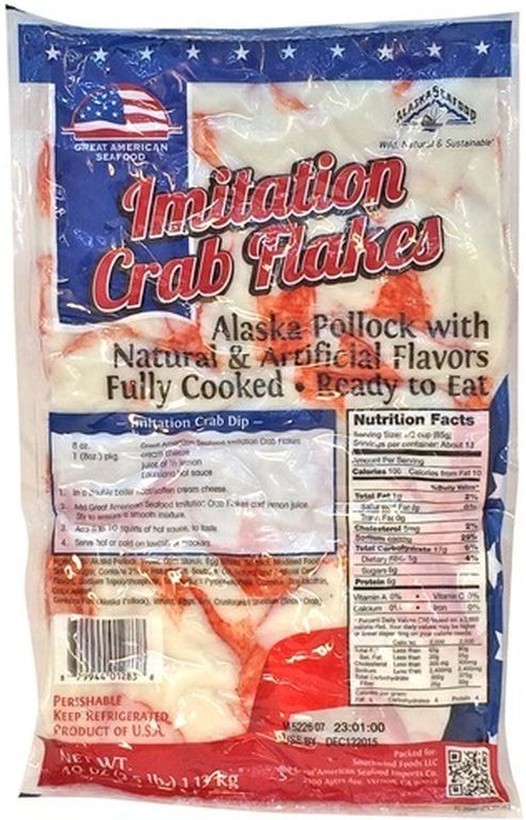 Frozen - Imitation Crab Meat, Flake Style - 2.5 lbs