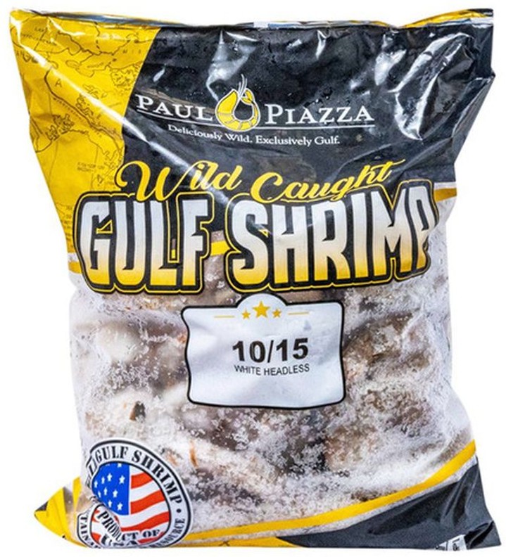 Frozen Wild White Gulf Shrimp - U15, USA , IQF, Headless - 5 lb bag