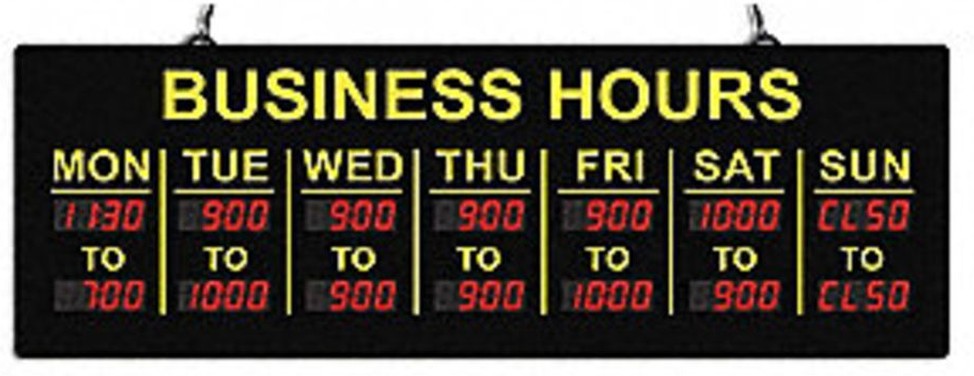 Business Hours LED Sign