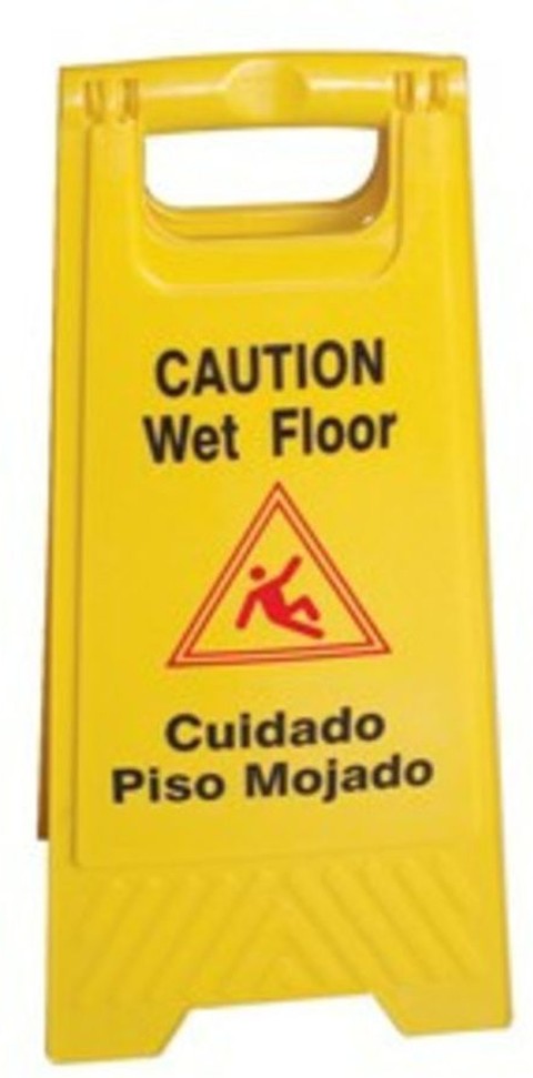 24"X12", Wet Floor Caution Sign, Yellow Color,