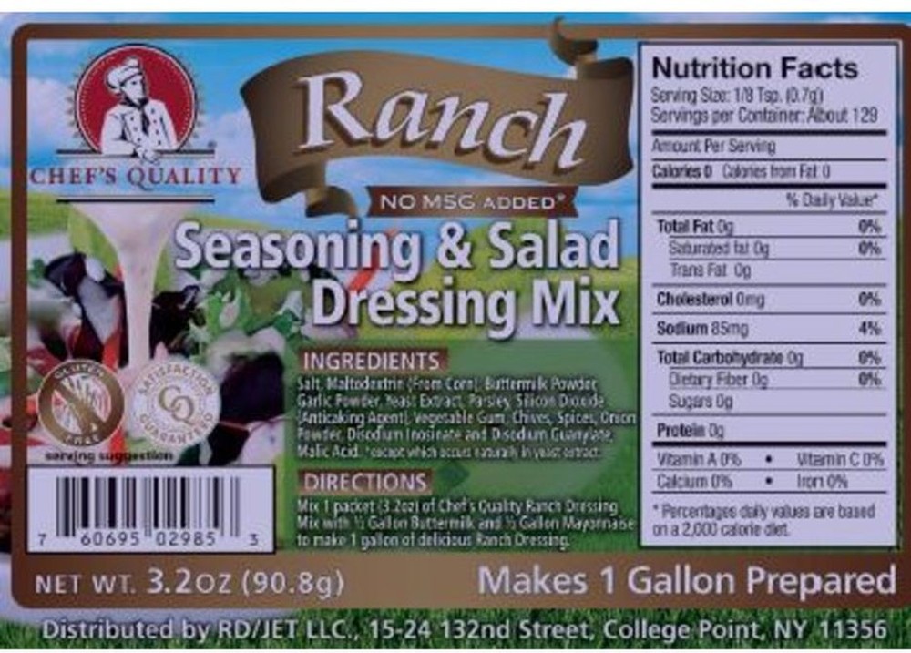 Ranch Dressing Mix, No MSG - 3.2 oz packets
