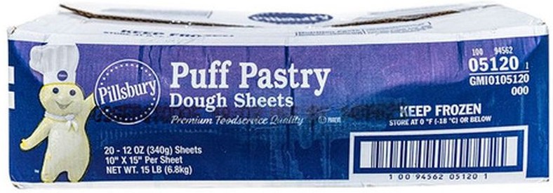 Frozen Puff Pastry Dough Sheet (20ct) 10" x 15"