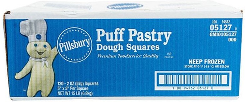 Frozen Puff Pastry Dough Squares Multiples 5" x 5" - 120 per case