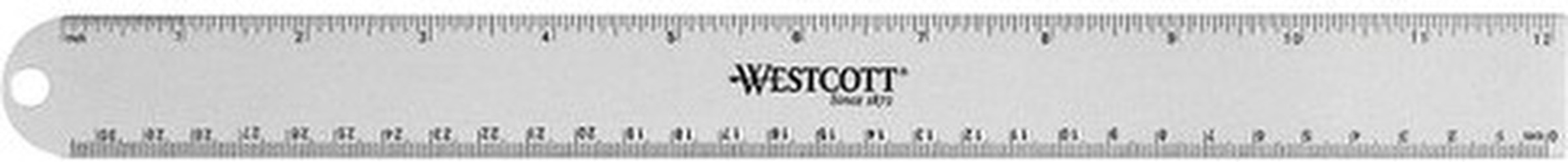 12" Aluminum Ruler Cork Backing Imperial & Metric for Office & School - Silver