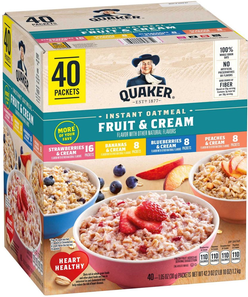Instant Oatmeal, Fruit & Cream Mix, 40 ct.