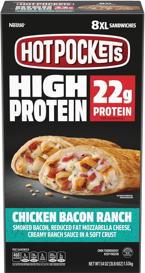 Hot pocket High Protein Chicken Bacon Ranch, Frozen, 6.75 oz., 8 ct.