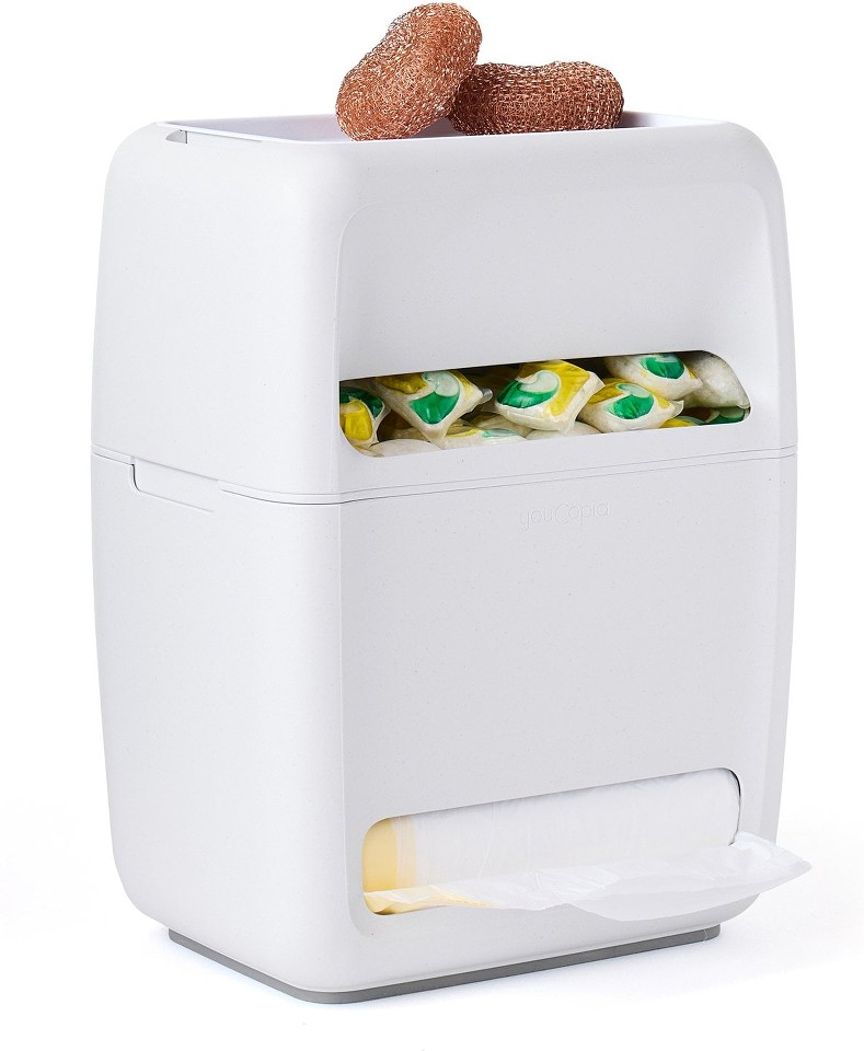 SinkSuite 2-in-1 Under Sink Trash Bag and Dish Pod Organizer