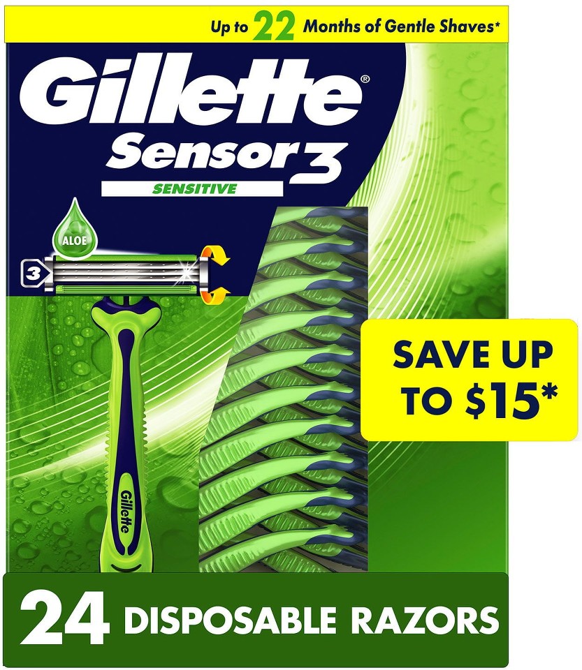 Sensor3 Sensitive Men's Disposable Razor, 24 ct.