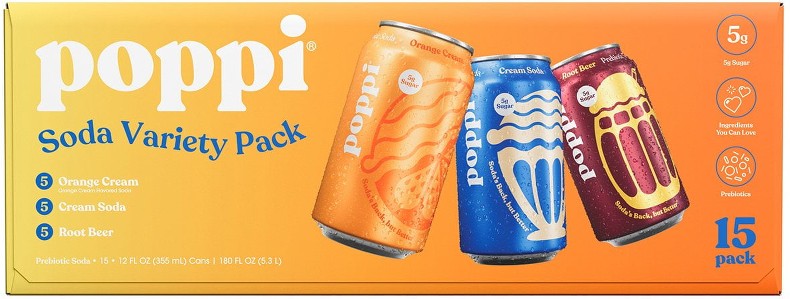 Prebiotic Soda Cream Variety Pack, 12 fl. oz., 15 pk.