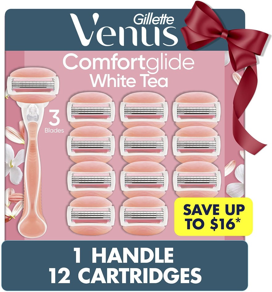 Comfortglide Women's Razor Handle + 12 Cartridges, White Tea