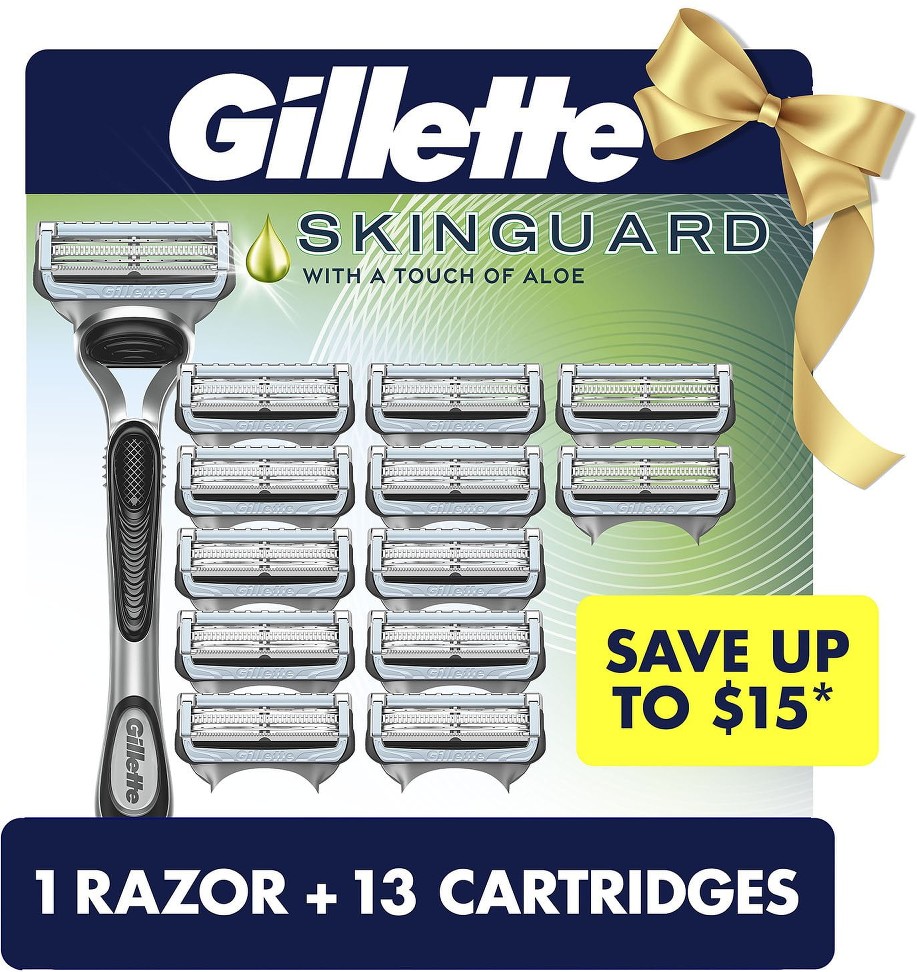 SkinGuard Men's Razor Handle + 13 Blade Cartridges