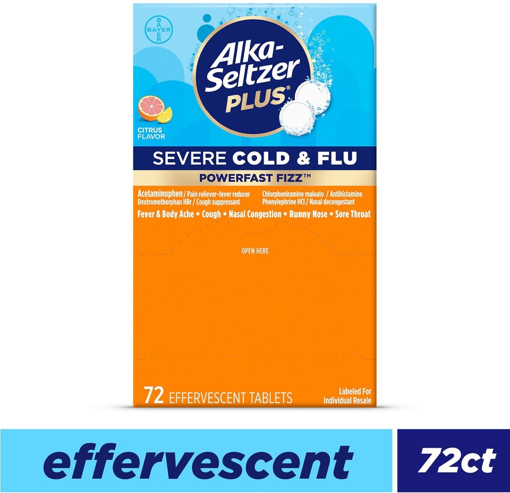Plus Severe Cold and Flu Effervescent Tablets, Citrus 72 ct.