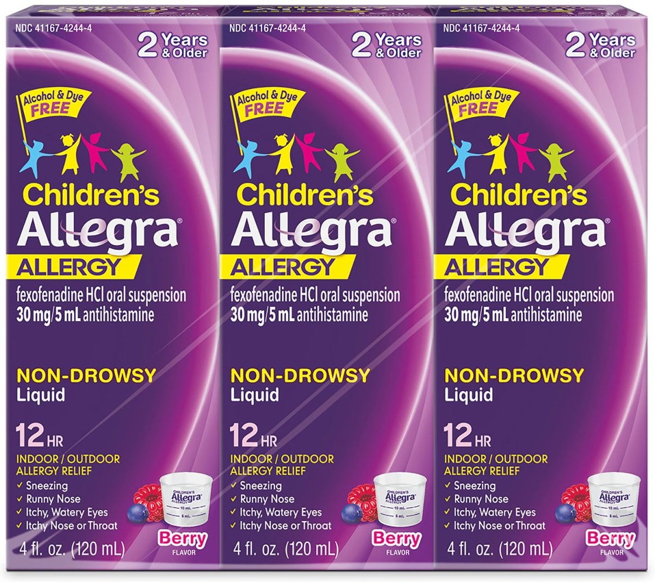 Children's 12-Hour Berry Flavor Allergy Relief Liquid, 4 fl. oz., 3 pk