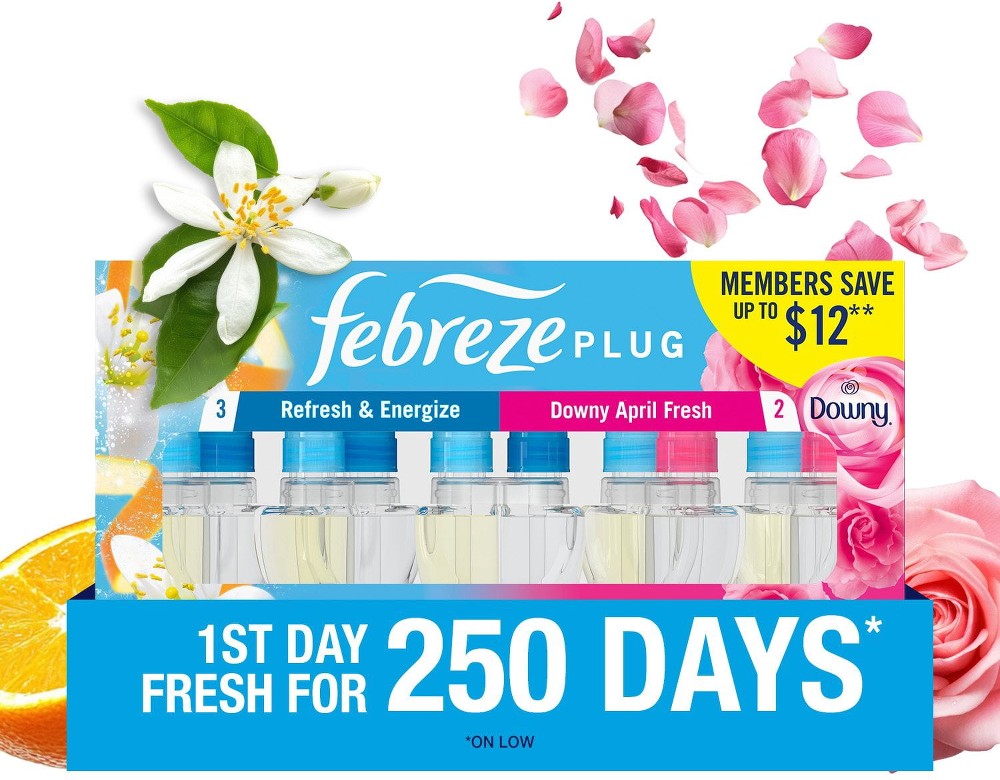 Plug Air Freshener, Refresh & Energize + Downy April Fresh, 5 refills, 4.35 fl. oz.