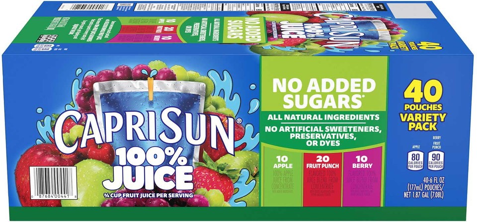 100% Juice Variety Pack, 6 fl. oz. pouches, 40 pk.