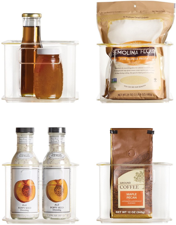 4-Piece Clear Plastic Organizing Bin Set