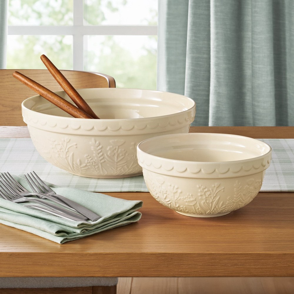 2-Piece Floral Ceramic Prep and Serve Bowls