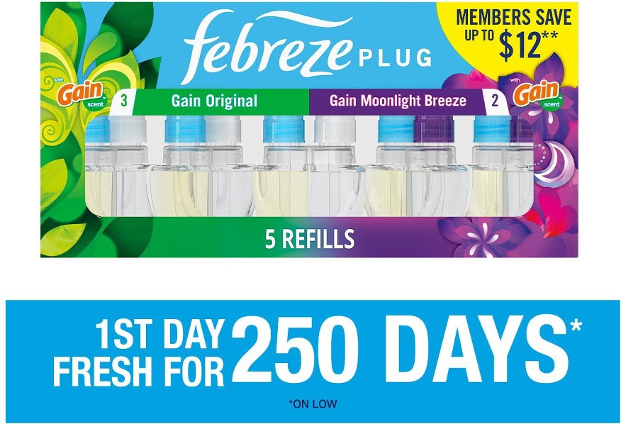 Plug Air Freshener, Gain Original + Gain Moonlight Breeze, 5 refills, 4.35 fl. oz.