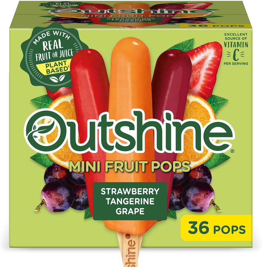 Outshine Strawberry, Tangerine, Grape Mini Fruit Pops, Frozen, 36 ct.