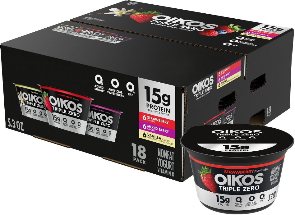 Triple Zero Nonfat Blended Greek Yogurt Variety Pack, 5.3 oz., 18 ct.