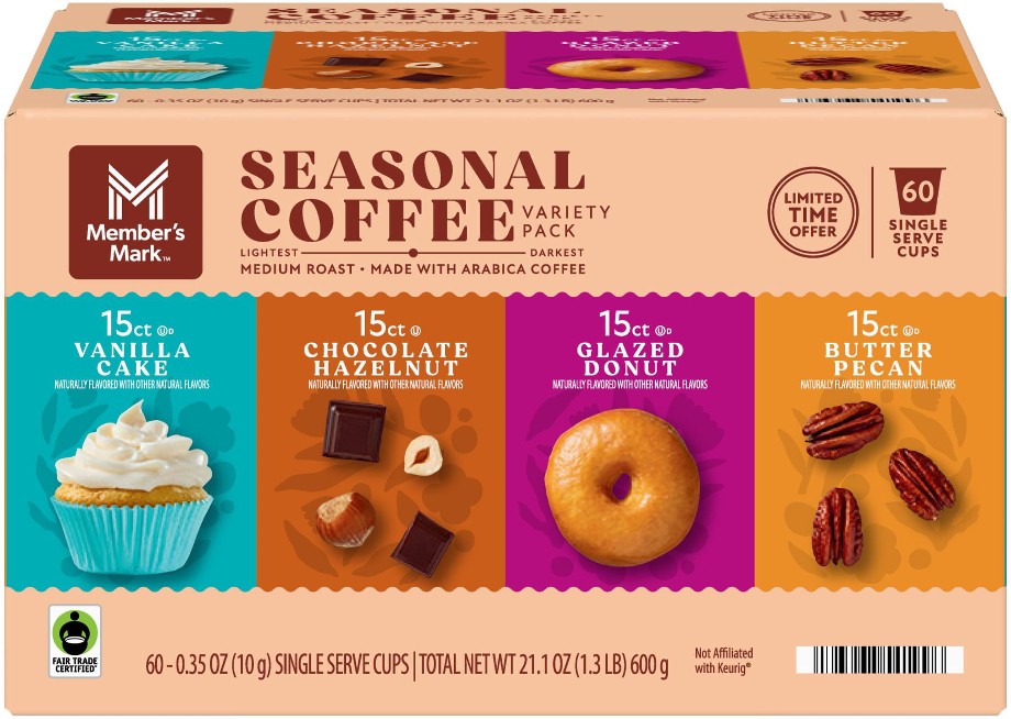 Seasonal Coffee Medium Roast Coffee Pods, Variety Pack, 60 ct.