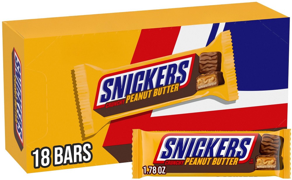 Snickers Peanut Butter Squared Milk Chocolate Candy Bars, Full Size, 18 ct.