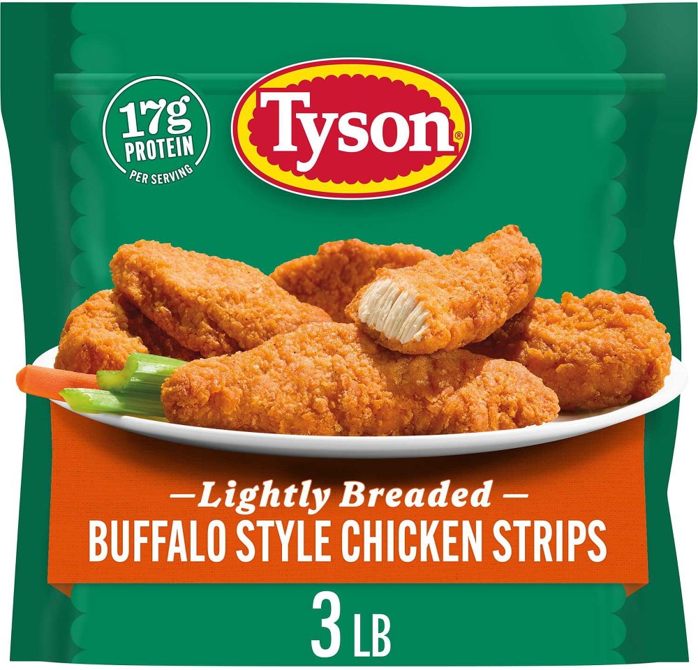 Lightly Breaded Spicy Buffalo Style Chicken Strips, Frozen, 3 lbs.