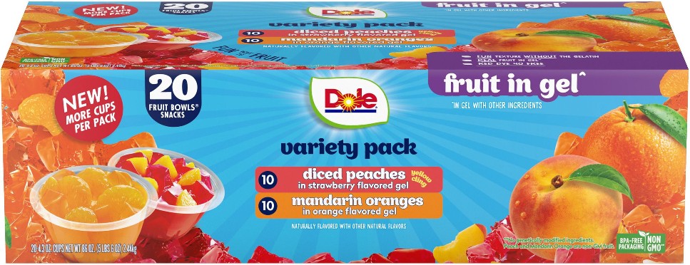 Fruit Bowls in Gel, Variety Pack, 4.3 oz., 20 pk.