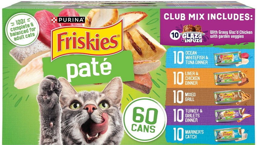Friskies Pate Wet Cat Food Variety Pack with Glaz'd and Infuz'd and Friskies Pate, 60 ct., 5.5 oz. Cans