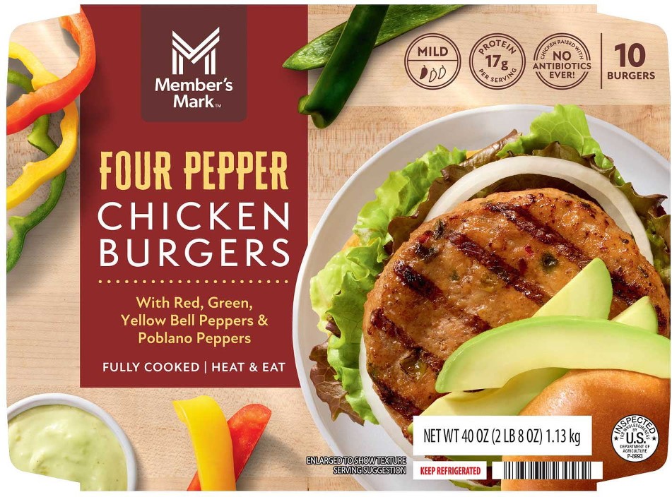 Four Pepper Chicken Burger, 4 oz. each, 10 pk.