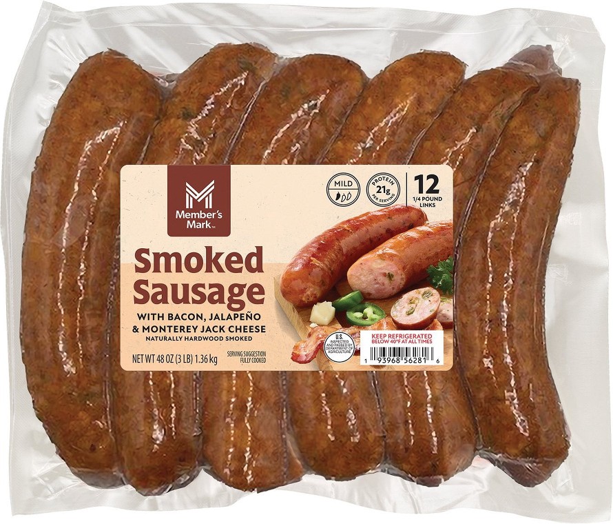 Smoked Sausage Made with Bacon, Jalapeno & Monterey Jack Cheese, 4 oz., 12 ct.