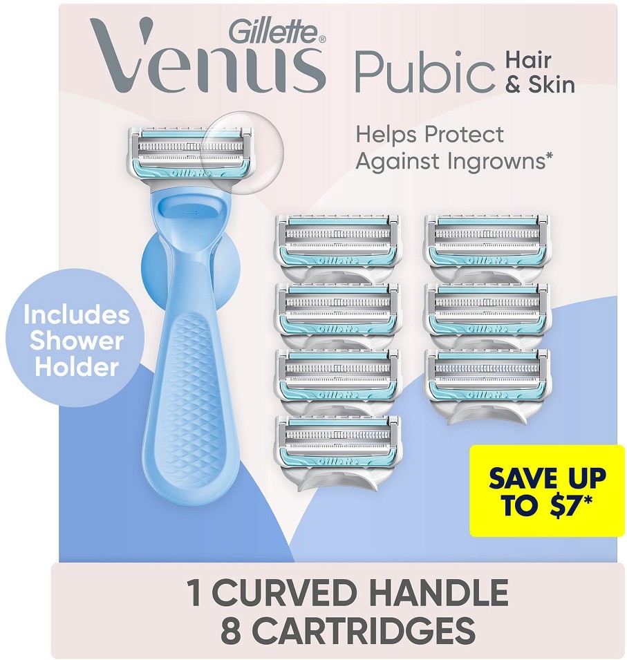 Intimate Women's Razor, Handle, 8 Cartridges + Shower Holder