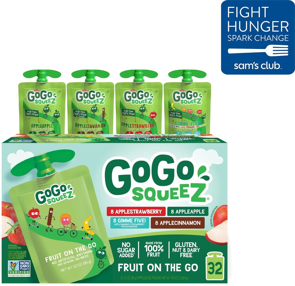 Applesauce, Apple, Cinnamon, Strawberry and GIMME Five, 3.2 oz., 32 ct.