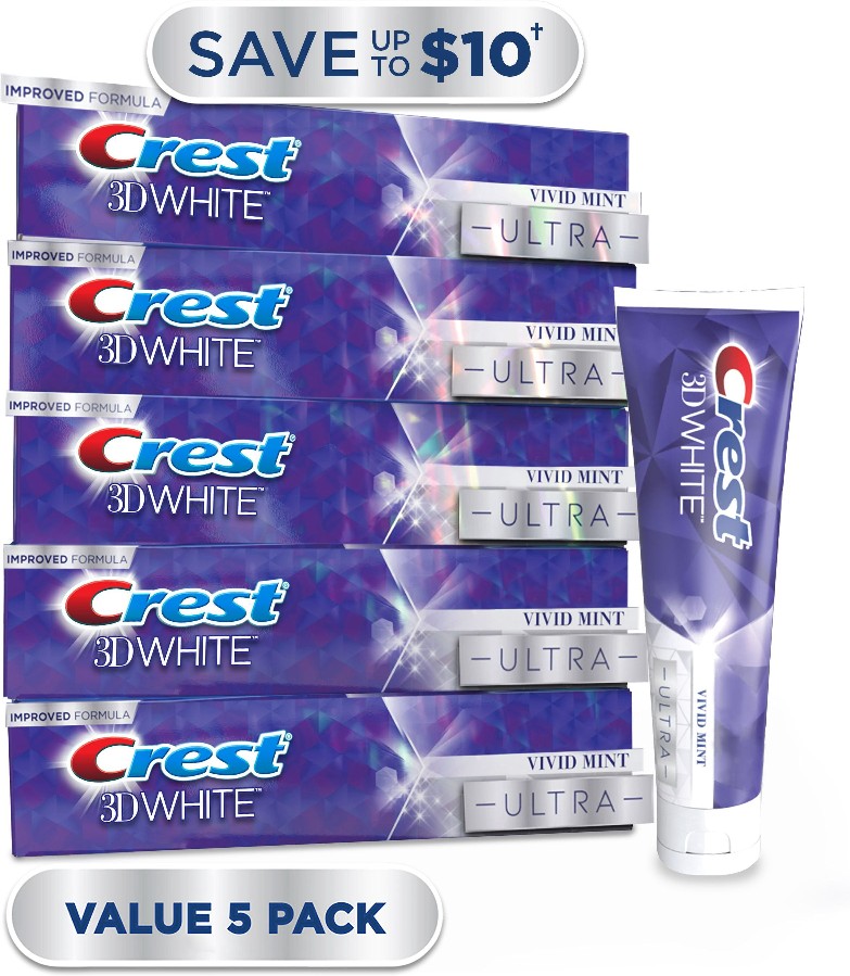 3D White Vivid Mint Ultra Whitening Toothpaste, 5.2 oz., 5 pk.