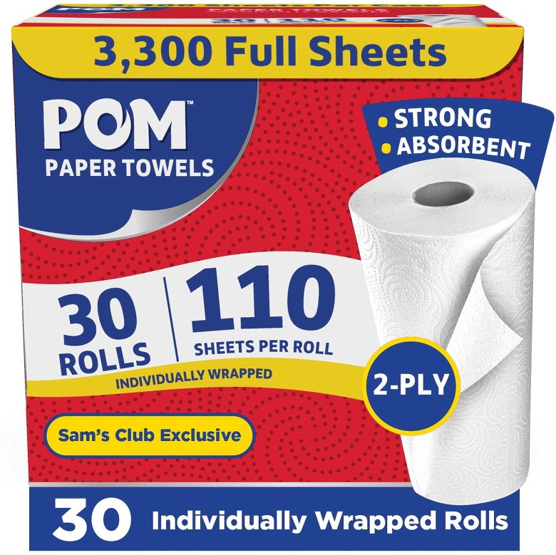 Individually Wrapped 2-Ply Paper Towels 30 rolls, 110 sheets/roll