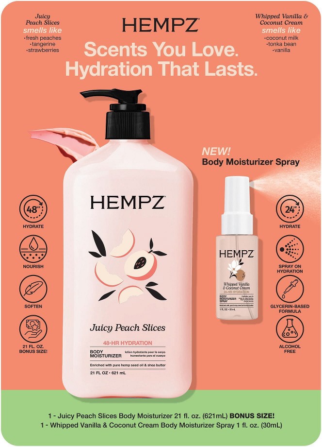 Juicy Peach Lotion and Vanilla & Coconut Moisturizer Spray Set