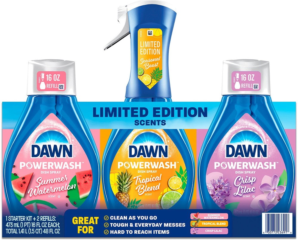 Powerwash Dish Spray Bottle Set, Spring Variety Pack, 1 Spray Bottle + 2 Refills, 48 fl. oz.