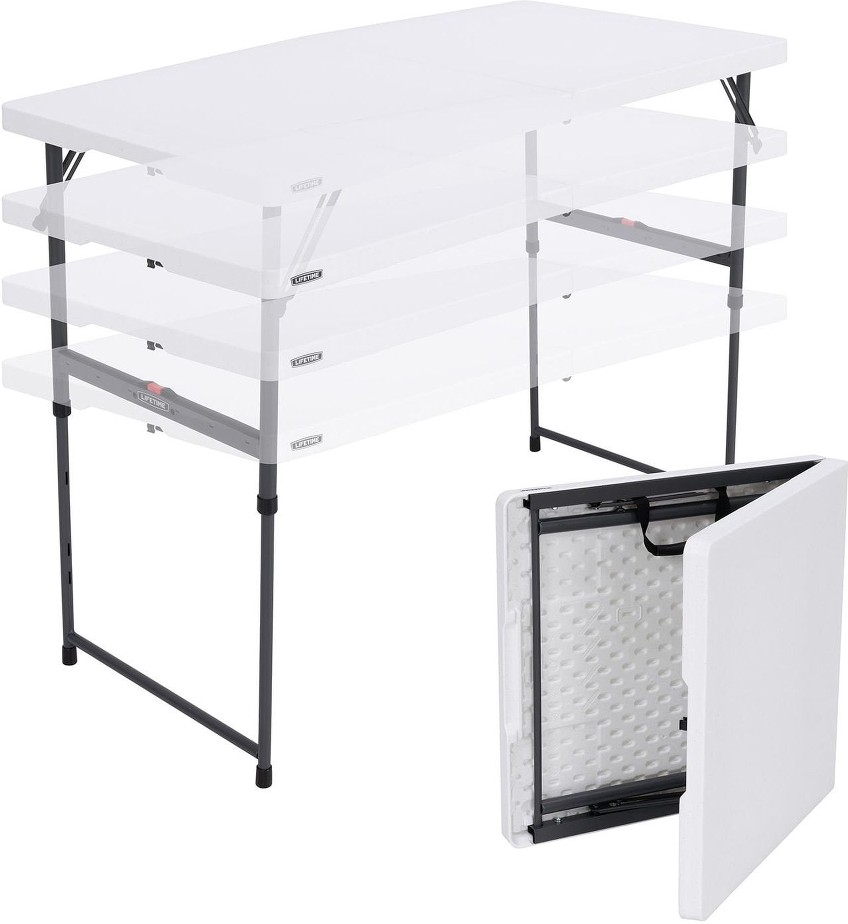 4' Residential Fold-In-Half Adjustable Height Table