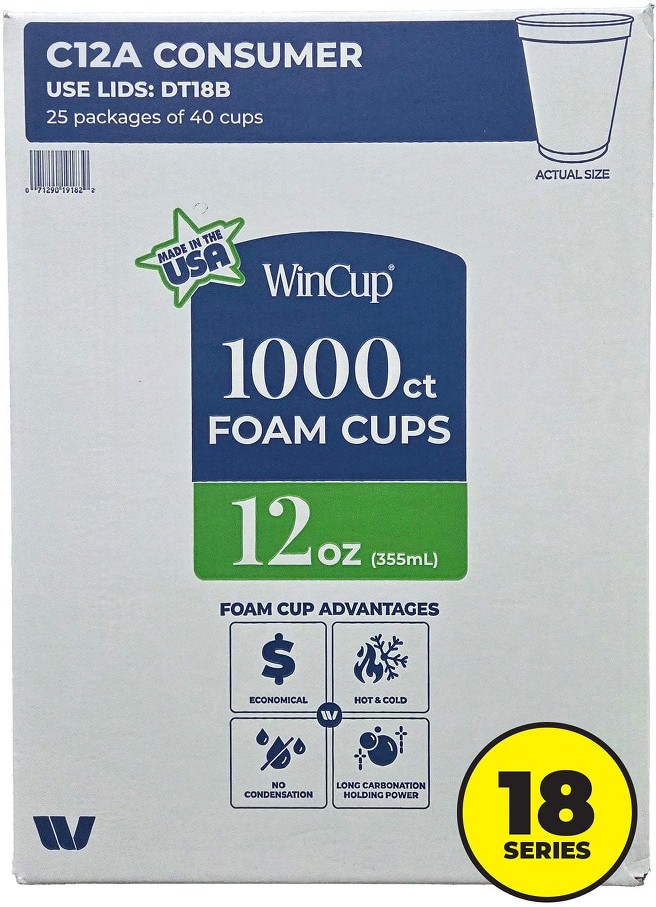 Foam Drink Cups 18 Series, White, Multi ct.