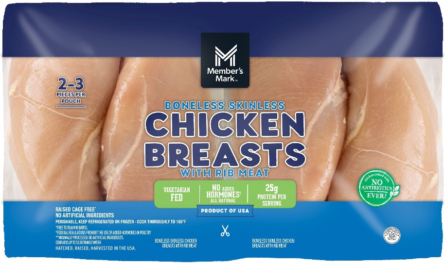 Boneless and Skinless Chicken Breast, priced per pound
