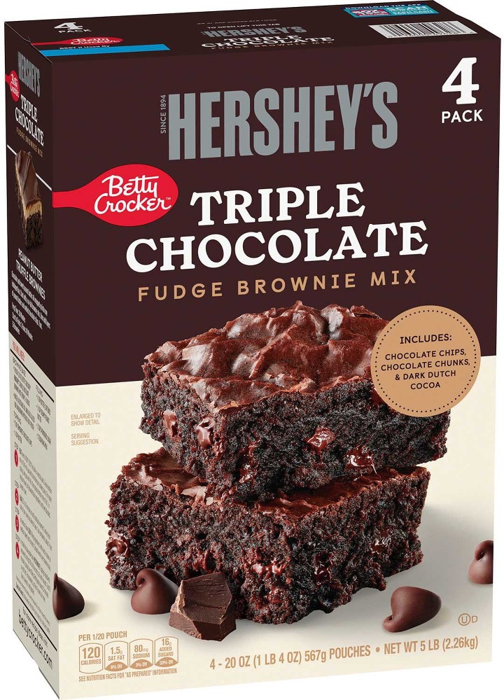 HERSHEY'S Triple Chocolate Fudge Brownie Mix, 20 oz., 4 pk.