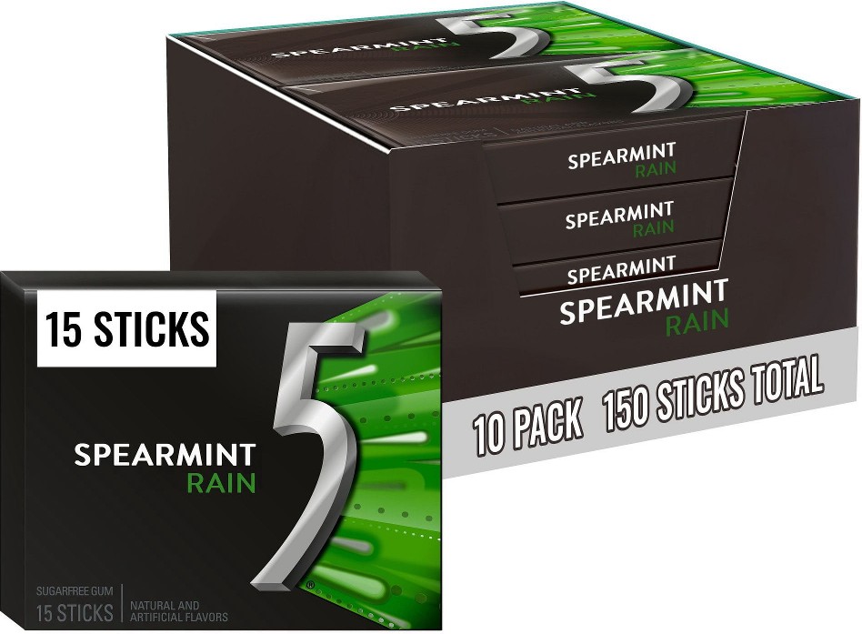 5 Gum Spearmint Rain, 15 pcs., 10 pk.