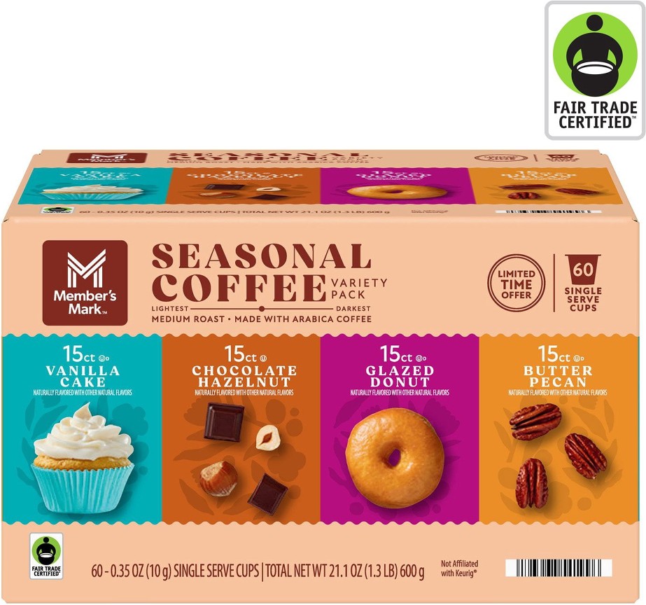 Seasonal Coffee Medium Roast Coffee Pods, Variety Pack, 60 ct.