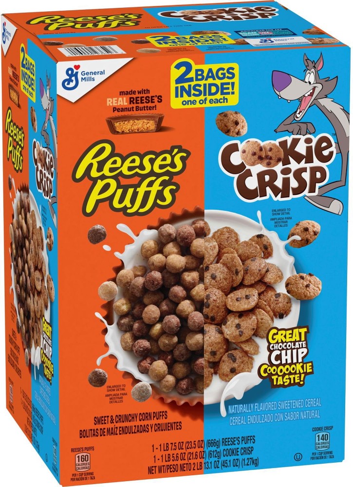 Puffs and Cookie Crisp Cereal, 45.1 oz.