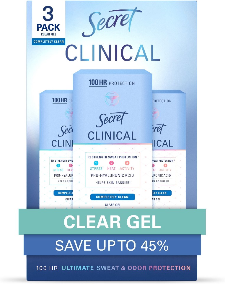 Clinical Strength Clear Gel Antiperspirant and Deodorant, Completely Clean, 1.6 oz., 3 pk.