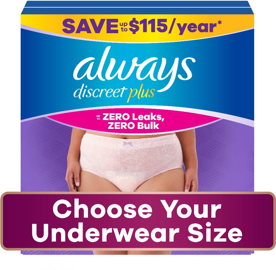 Discreet Plus Underwear for Women, Maximum Protection, Choose Size