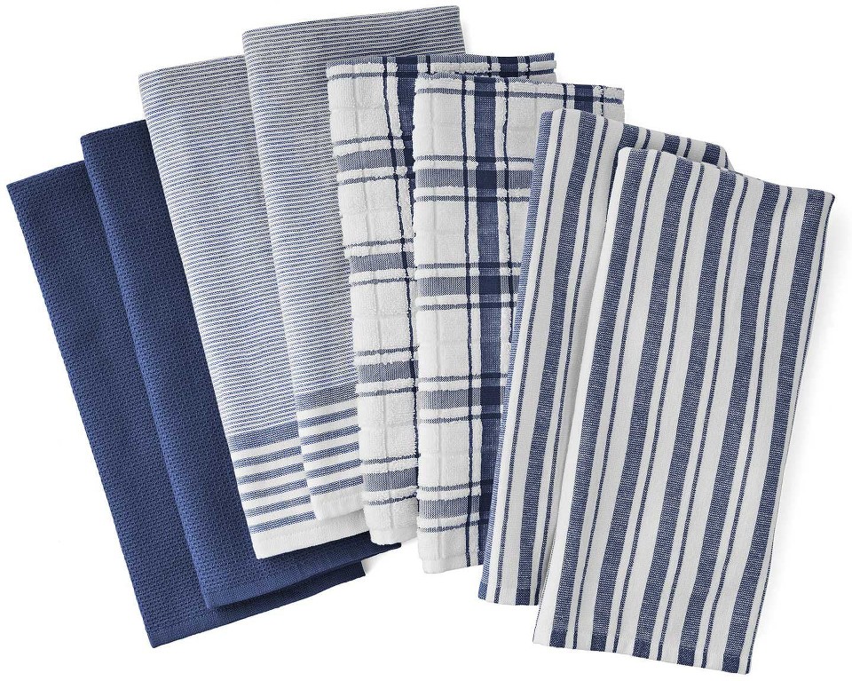 Plaid Leno 8 Piece Kitchen Towel Set, Choose Color