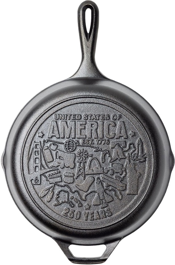 12-Inch Seasoned Cast Iron Skillet, USA Icons