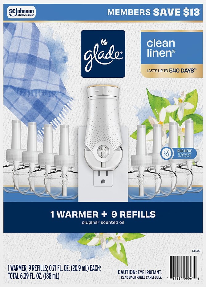 PlugIns Scented Oil, Clean Linen, 1 warmer + 9 refills