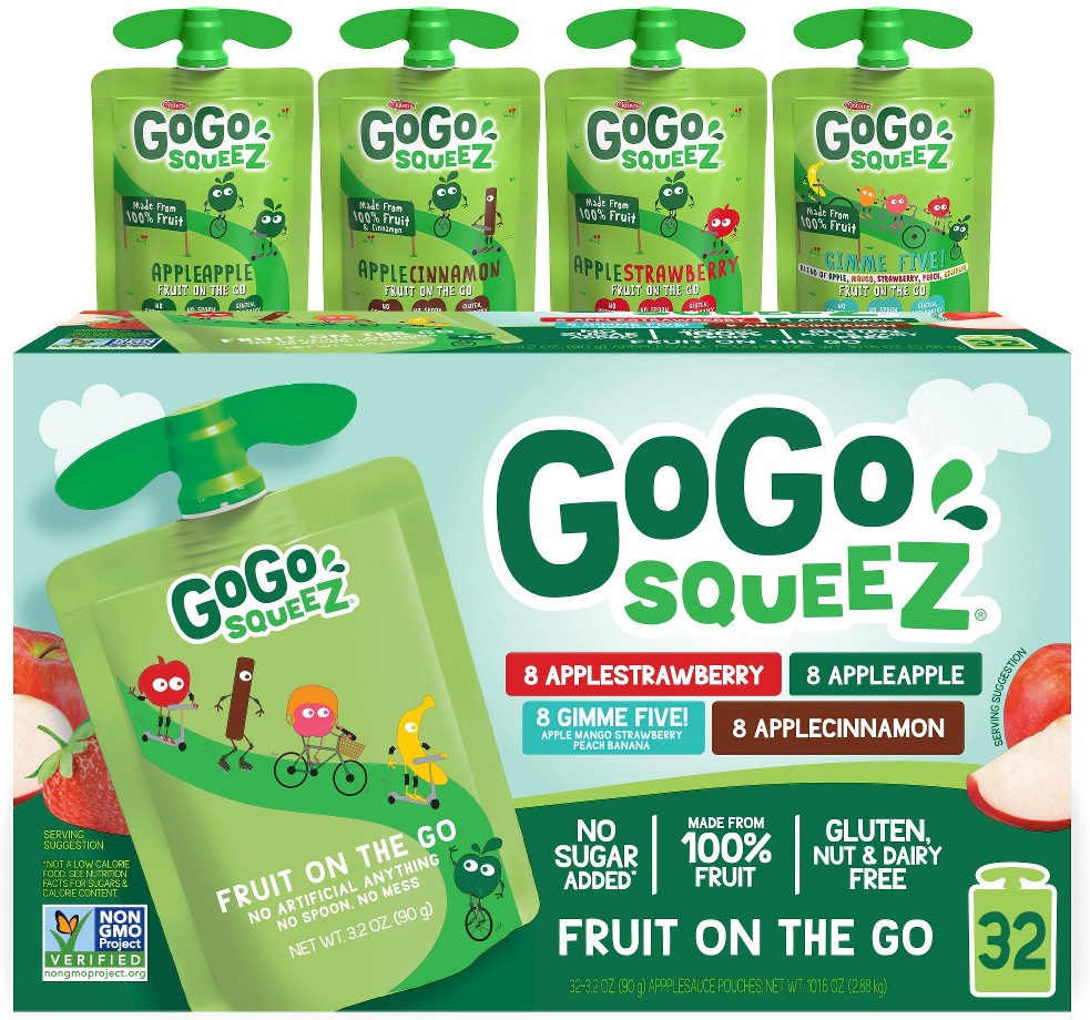 Applesauce, Apple, Cinnamon, Strawberry and GIMME Five, 3.2 oz., 32 ct.